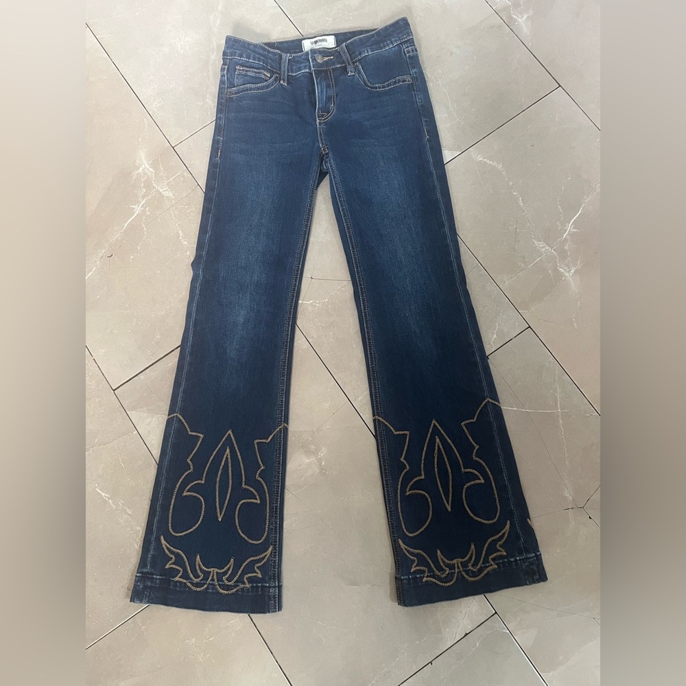 Girls Blue Jeans with Embroidered Detail Equestrian